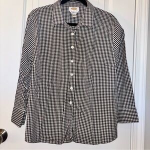 Talbots Black and White Dress Gingham Shirt
